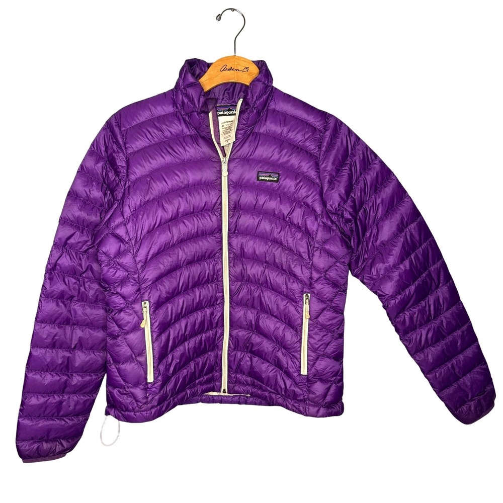 Patagonia Down Sweater Jacket Womens Medium Purple Full Zip Puffer Ski Winter